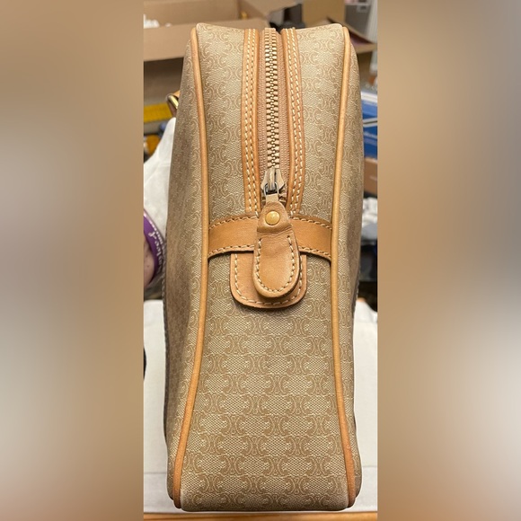 Celine Authentic Vintage Tan and Brown Bag with Leather Handles and Accents - Picture 10 of 16